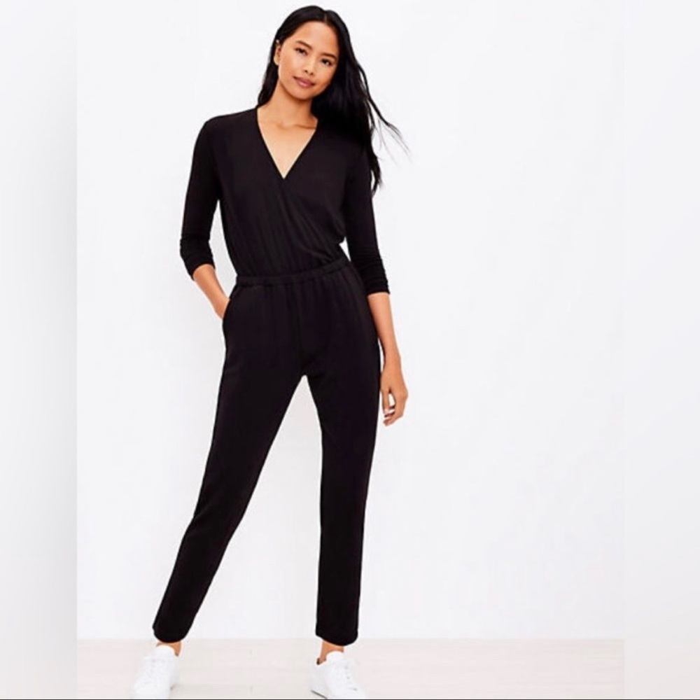 NWT Lou & Grey by LOFT Signature Softblend Crossover Jumpsuit Womens Large